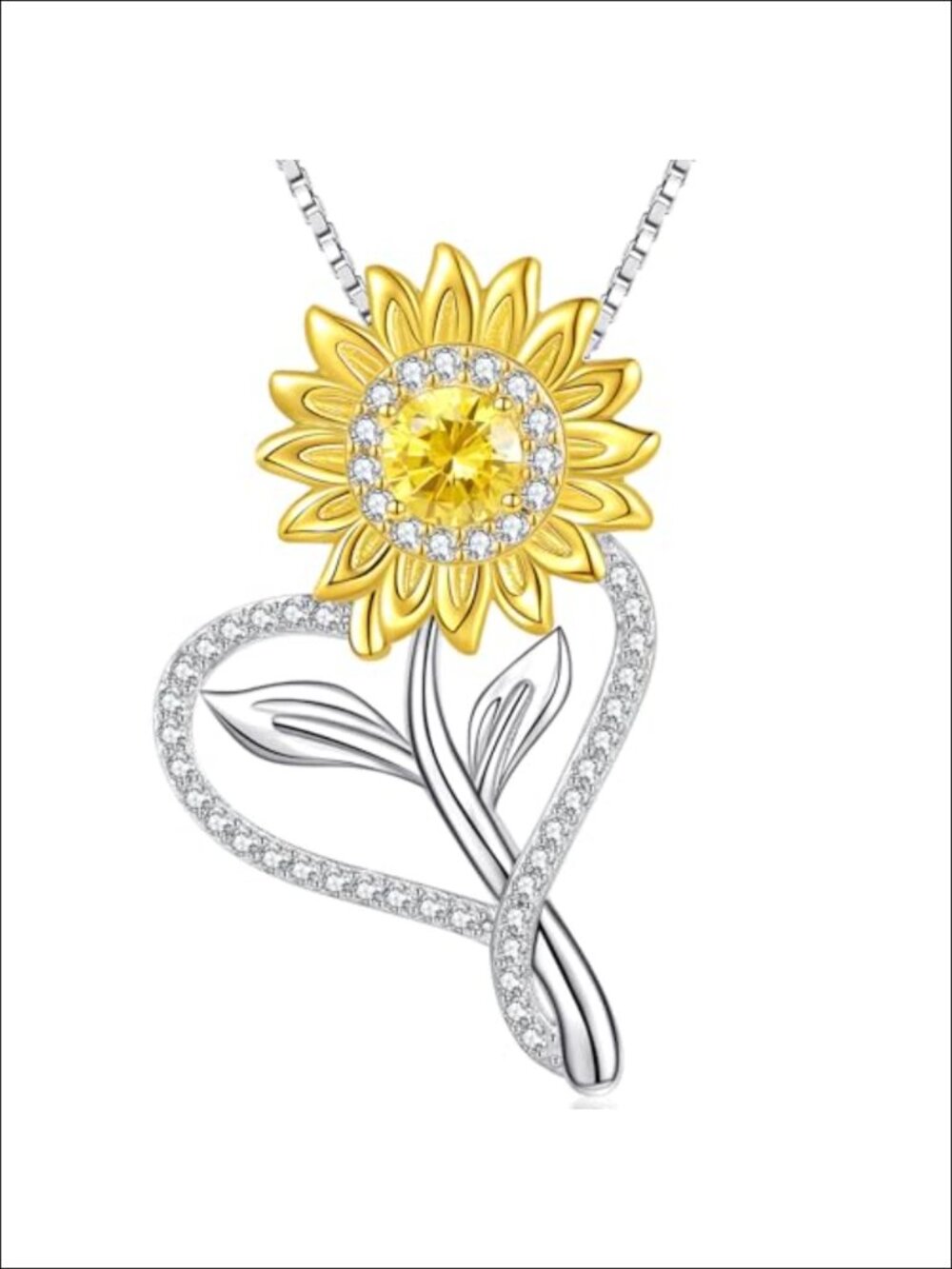 18K Gold Plated Sunflower Pendant Necklace S925 Sterling Silver Moissanite